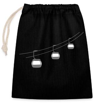 cable car gondola winter holiday vacation sport ski fah - Closable cotton gift bag (25x30cm) - black - Front