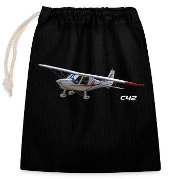 C42 ultralight aircraft plane aviator - Closable cotton gift bag (25x30cm) - black - Front