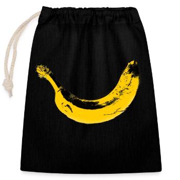 Banana * Banane - Closable cotton gift bag (25x30cm) - black - Front
