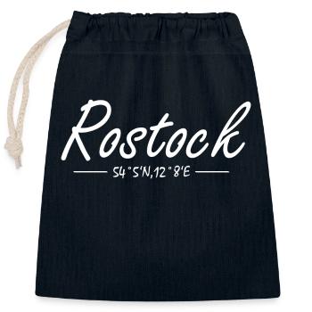 Koordinaten Rostock Norddeutschland Motiv - Verschließbarer Geschenkbeutel aus Baumwolle (25x30cm) - Navy - Vorne