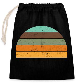 Retro Sunset Vintage Sonne Streifen Kreis - Verschließbarer Geschenkbeutel aus Baumwolle (25x30cm) - Schwarz - Vorne
