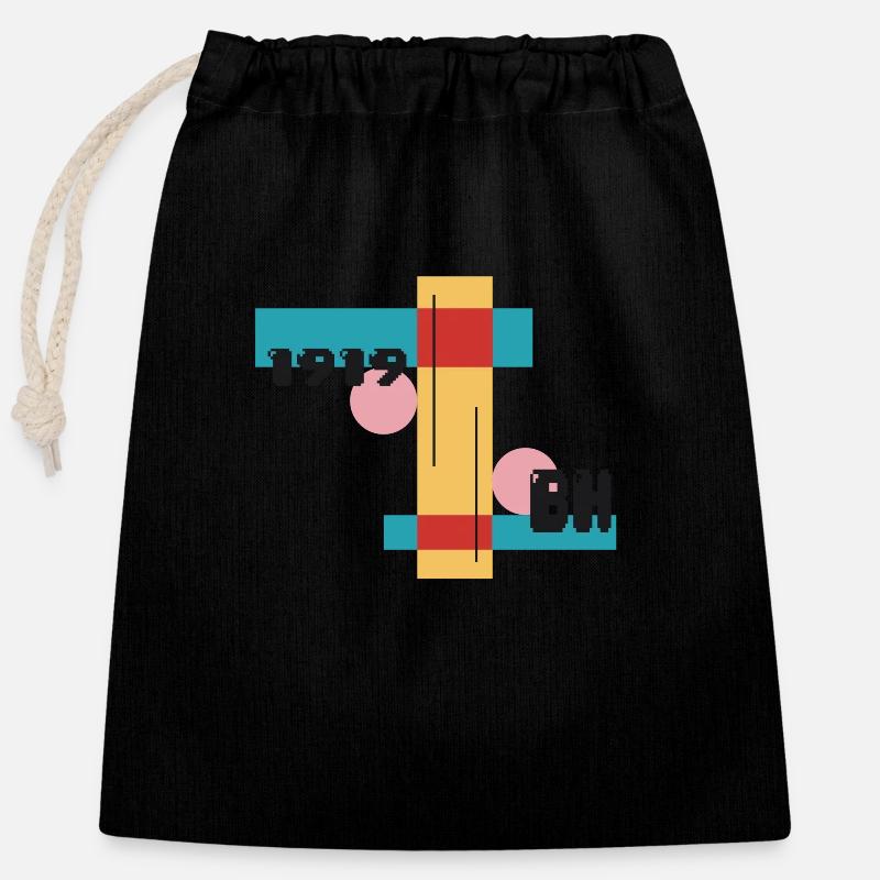 bauhaus 1919 - Sac cadeau en coton avec cordon (25 x 30 cm) - noir