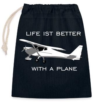 Ultraleichtflugzeug UL Pilot Flugzeug Flieger - Verschließbarer Geschenkbeutel aus Baumwolle (25x30cm) - Navy - Vorne