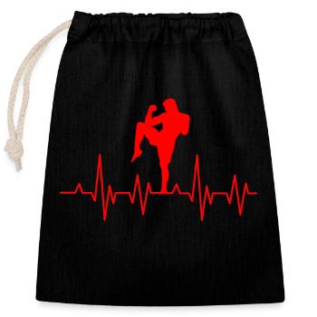 Thai Boxing Kampfsport MMA Kickboxer Muay Thai - Verschließbarer Geschenkbeutel aus Baumwolle (25x30cm) - Schwarz - Vorne