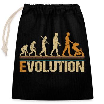 Papa Vater mit Kinderwagen Evolution - Verschließbarer Geschenkbeutel aus Baumwolle (25x30cm) - Schwarz - Vorne