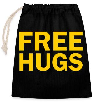 Free hugs - Verschließbarer Geschenkbeutel aus Baumwolle (25x30cm) - Schwarz - Vorne