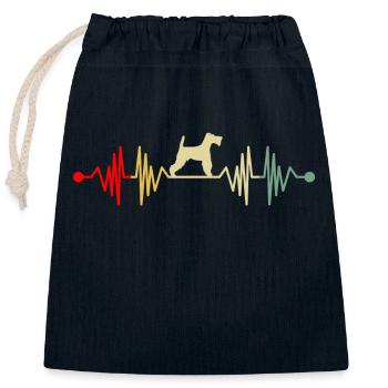 Wirehair Fox Terrier Heartbeat Retro - Closable cotton gift bag (25x30cm) - navy - Front