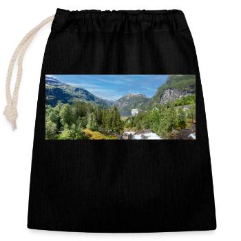 Geiranger panorama Storseterfossen Norwegen - Verschließbarer Geschenkbeutel aus Baumwolle (25x30cm) - Schwarz - Vorne