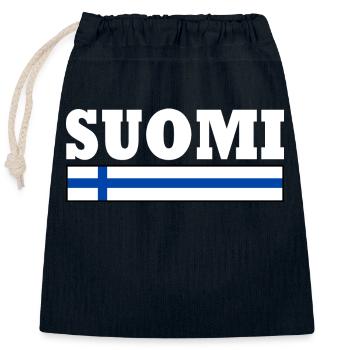 Suomi - Sac cadeau en coton avec cordon (25 x 30 cm) - bleu marine - Devant