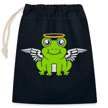 Angel Frog Wing Halo - Closable cotton gift bag (25x30cm) - navy - Front