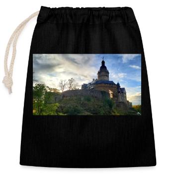Château de Falkenstein - Sac cadeau en coton avec cordon (25 x 30 cm) - noir - Devant