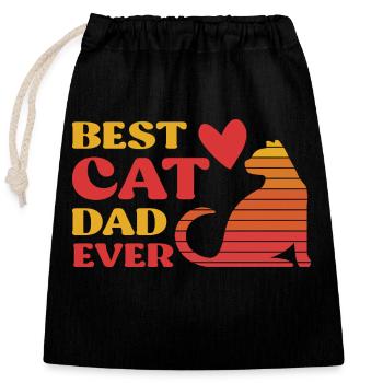 Best Cat Dad Ever - Verschließbarer Geschenkbeutel aus Baumwolle (25x30cm) - Schwarz - Vorne