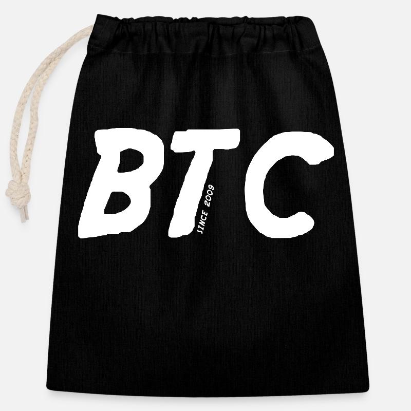 Bitcoin BTC - Closable cotton gift bag (25x30cm) - black