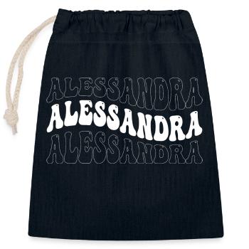 Funny Alessandra Groovy 4 Männer Frauen Cool - Verschließbarer Geschenkbeutel aus Baumwolle (25x30cm) - Navy - Vorne