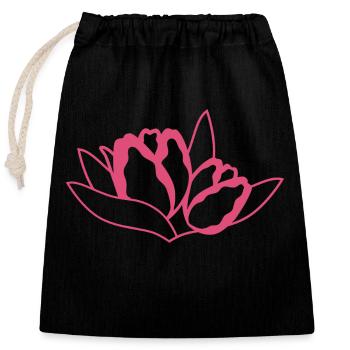 Tulipe - Sac cadeau en coton avec cordon (25 x 30 cm) - noir - Devant