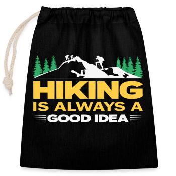 Hiking is always a good idea - Closable cotton gift bag (25x30cm) - black - Front