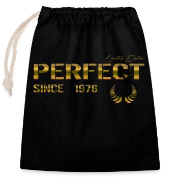 Perfect since 1976 - Closable cotton gift bag (25x30cm) - black - Front