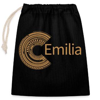 Pour Emilia - Sac cadeau en coton avec cordon (25 x 30 cm) - noir - Devant