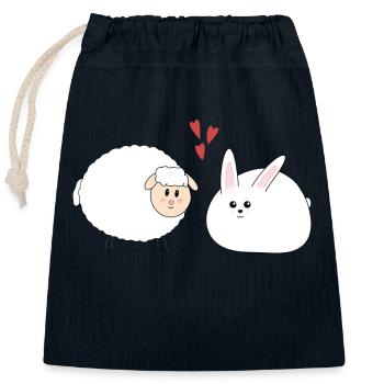 Rabbit and sheep, Easter - Closable cotton gift bag (25x30cm) - navy - Front
