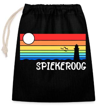 Spiekeroog Nordsee Ostfriesische Insel Geschenk - Verschließbarer Geschenkbeutel aus Baumwolle (25x30cm) - Schwarz - Vorne