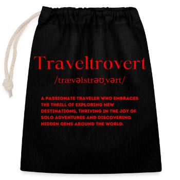Traveltrovet Definition Introvertierter Reisender - Verschließbarer Geschenkbeutel aus Baumwolle (25x30cm) - Schwarz - Vorne