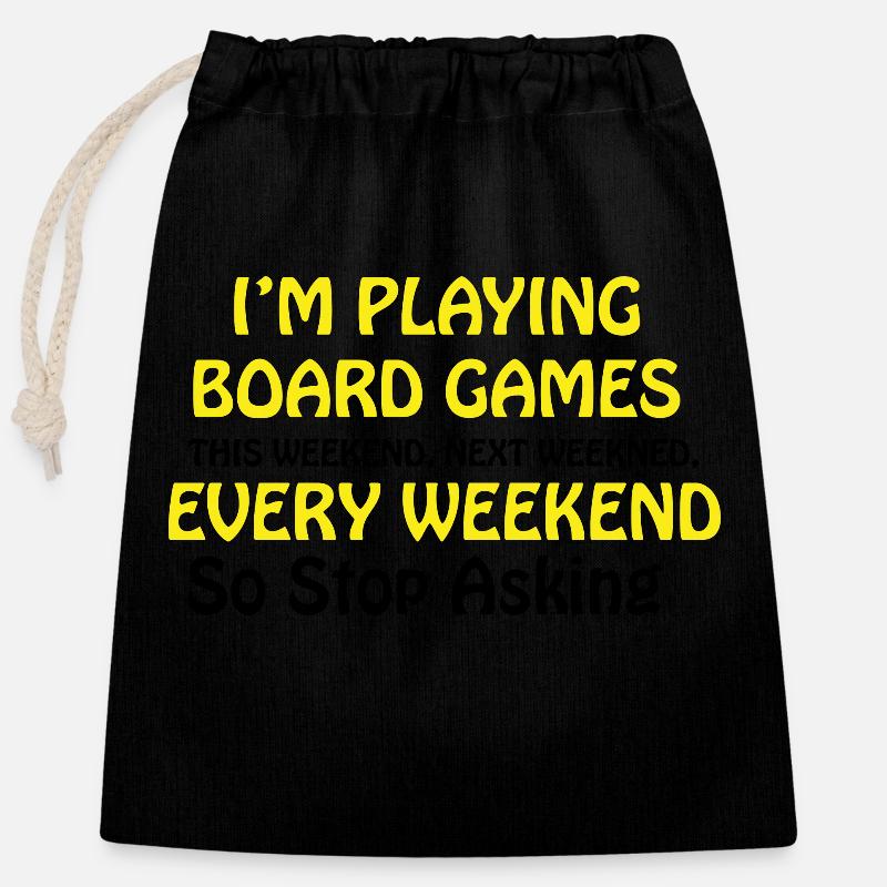 Jeu de société Chess Backgammon Game Night - Sac cadeau en coton avec cordon (25 x 30 cm) - noir