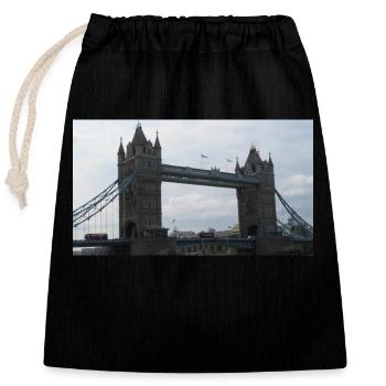 Tower Brücke London - Verschließbarer Geschenkbeutel aus Baumwolle (25x30cm) - Schwarz - Vorne
