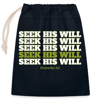 Seek His will - Closable cotton gift bag (25x30cm) - navy - Front