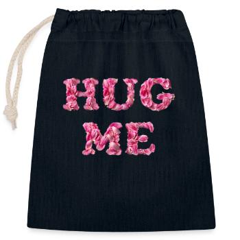 Hug Me avec des pétales de rose - Sac cadeau en coton avec cordon (25 x 30 cm) - bleu marine - Devant