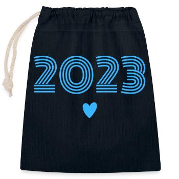 Baby 2023 boy - Closable cotton gift bag (25x30cm) - navy - Front