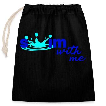 Nager avec moi - Sac cadeau en coton avec cordon (25 x 30 cm) - noir - Devant