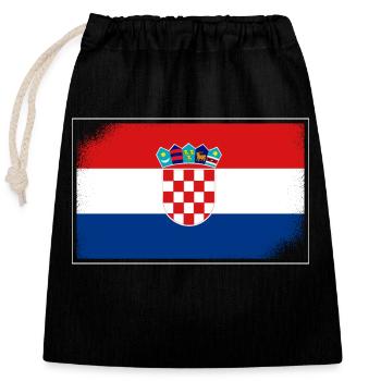 Kroatien Flagge Adria Zagreb Kroatische Fahne - Verschließbarer Geschenkbeutel aus Baumwolle (25x30cm) - Schwarz - Vorne