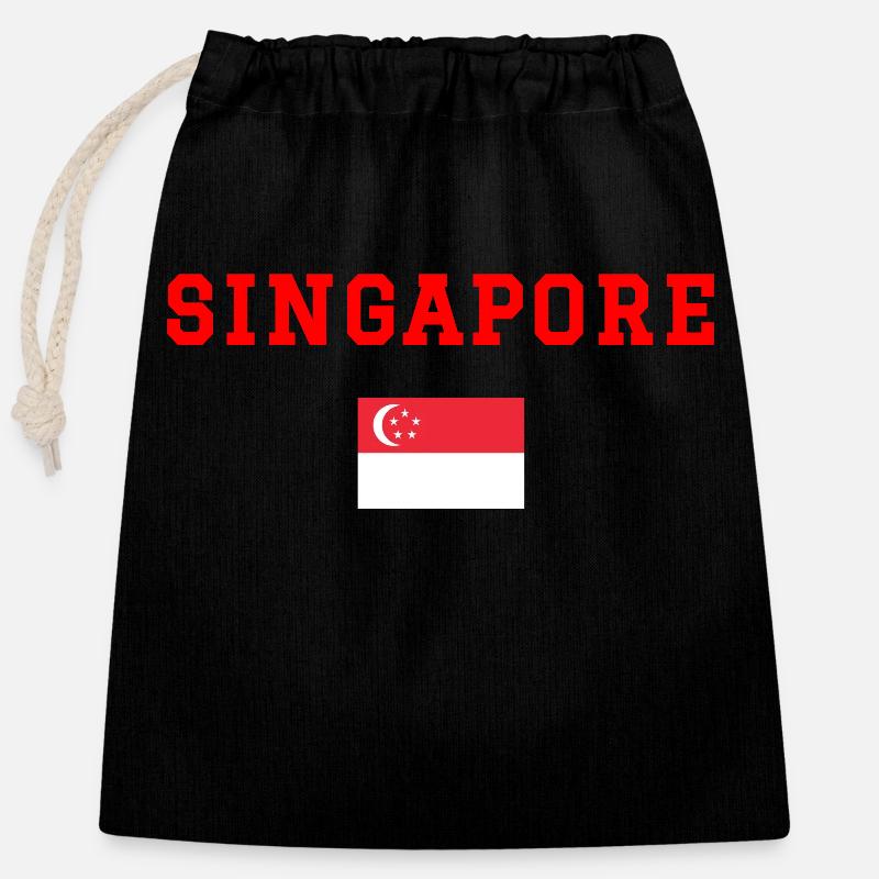 Singapore - Closable cotton gift bag (25x30cm) - black