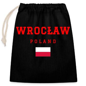 Wroclaw, Pologne - Sac cadeau en coton avec cordon (25 x 30 cm) - noir - Devant