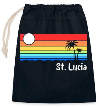 St. Lucia Karibik Insel Saint Lucia Urlaub Idee - Verschließbarer Geschenkbeutel aus Baumwolle (25x30cm) - Navy - Vorne