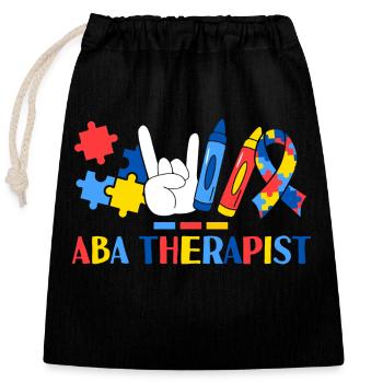 Thérapeute ABA Analyse comportementale appliquée - Sac cadeau en coton avec cordon (25 x 30 cm) - noir - Devant