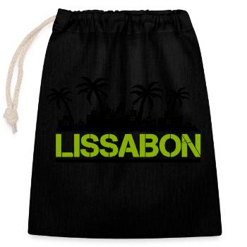 Lisbon - Closable cotton gift bag (25x30cm) - black - Front