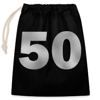 Birthday 50 years - Closable cotton gift bag (25x30cm) - black - Front