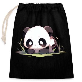 Adorable Panda - Closable cotton gift bag (25x30cm) - black - Front