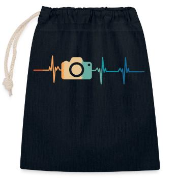 battement de cœur appareil photo - Sac cadeau en coton avec cordon (25 x 30 cm) - bleu marine - Devant