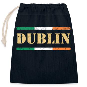Drapeau de Dublin / Irlande - Sac cadeau en coton avec cordon (25 x 30 cm) - bleu marine - Devant