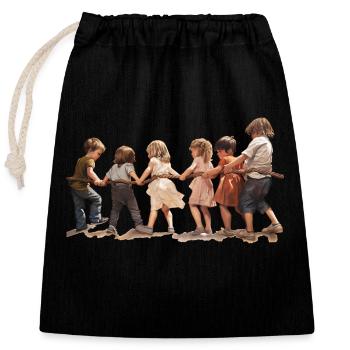 Tug-of-war, child's play from times gone by? - Closable cotton gift bag (25x30cm) - black - Front
