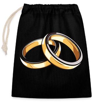 Anneaux de mariage symbole mariage - Sac cadeau en coton avec cordon (25 x 30 cm) - noir - Devant