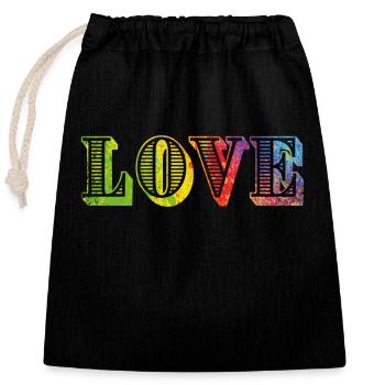 LOVE colours speckled 02 - Closable cotton gift bag (25x30cm) - black - Front