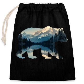 Lac aux Ours - Sac cadeau en coton avec cordon (25 x 30 cm) - noir - Devant