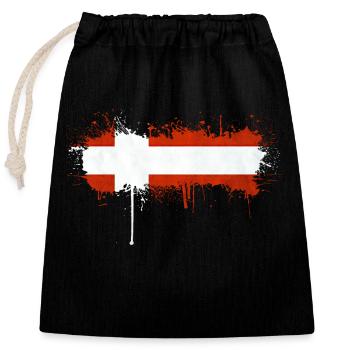 Danemark Europe Drapeau danois symboles nationaux norden - Sac cadeau en coton avec cordon (25 x 30 cm) - noir - Devant