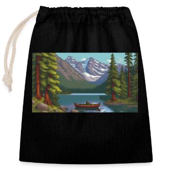 Banff National Park, Canada - Pixel Art - Closable cotton gift bag (25x30cm) - black - Front