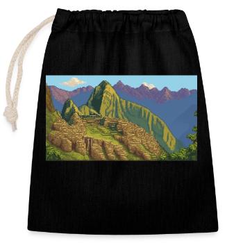 Machu Picchu, Peru - Pixel Art - Closable cotton gift bag (25x30cm) - black - Front