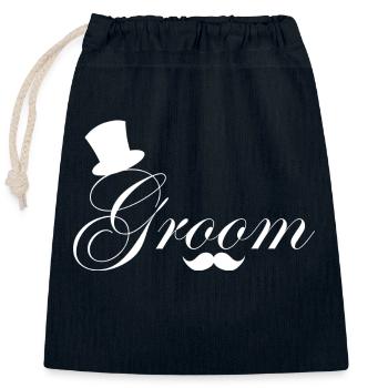 Groom-to-be - Closable cotton gift bag (25x30cm) - navy - Front
