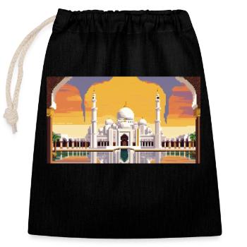 Sheikh Zayed Grand Mosque, Abu Dhabi, UAE, Pixel A - Closable cotton gift bag (25x30cm) - black - Front